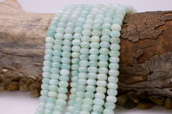 Jade Polished 5x8mm Smooth Rondelle - Dyed Aqua