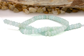 Jade Polished 5x8mm Smooth Rondelle - Dyed Aqua
