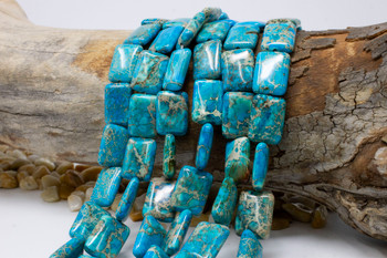 Impression Jasper Polished 13x18mm  - Aqua Terra Dyed - Puffy Rectangle