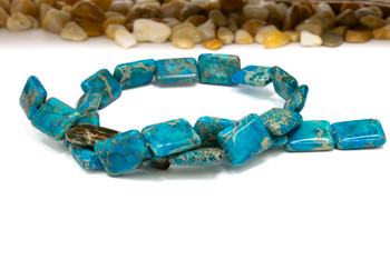 Impression Jasper Polished 13x18mm  - Aqua Terra Dyed - Puffy Rectangle