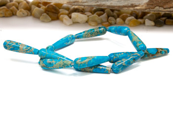 Impression Jasper Polished 8x30mm  - Aqua Terra Dyed - Drop