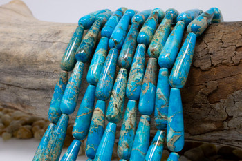 Impression Jasper Polished 8x30mm  - Aqua Terra Dyed - Drop