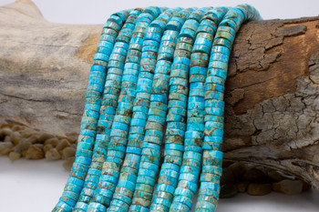 Impression Jasper Polished 3x8mm  - Aqua Terra Dyed - Wheel