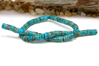 Impression Jasper Polished 3x8mm  - Aqua Terra Dyed - Wheel