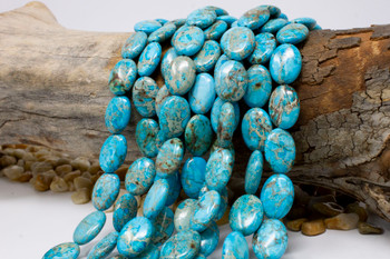 Impression Jasper Polished 13x18mm  - Aqua Terra Dyed - Puffy Oval