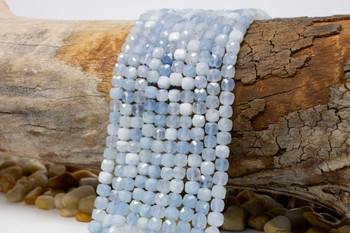 Aquamarine A Grade Polished 5mm Faceted Cube