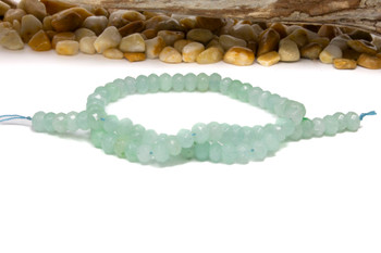 Jade Polished 5x8mm Faceted Rondelle - Light Aqua Mint