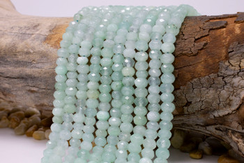 Jade Polished 5x8mm Faceted Rondelle - Light Aqua Mint