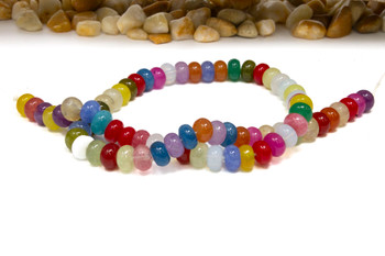 Jade Polished 5x8mm Smooth Rondelle - Dyed Mix