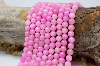 Jade Polished 8mm Round Dyed Light Candy Pink