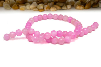 Jade Polished 8mm Round Dyed Light Candy Pink