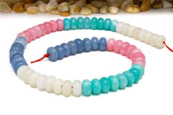 Jade Polished 6x10mm Smooth Rondelle - Dyed Banded Mix