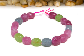 Jade Polished 8x11mm Pebble - Dyed Mix - 7.5" Strand