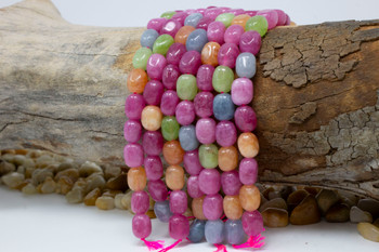 Jade Polished 8x11mm Pebble - Dyed Mix - 7.5" Strand