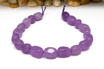 Jade Polished 8x11mm Pebble - Dyed Orchid - 7.5" Strand
