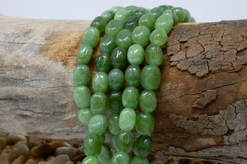 Jade Polished 8x11mm Pebble - Dyed Sage - 7.5" Strand
