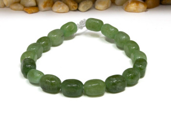 Jade Polished 8x11mm Pebble - Dyed Sage - 7.5" Strand