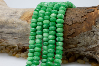 Jade Polished 6x10mm Smooth Rondelle - Dyed Marble Green