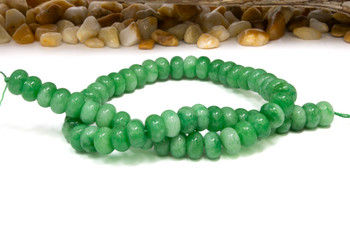 Jade Polished 6x10mm Smooth Rondelle - Dyed Marble Green