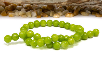Jade Polished 10mm Round Dyed Lime