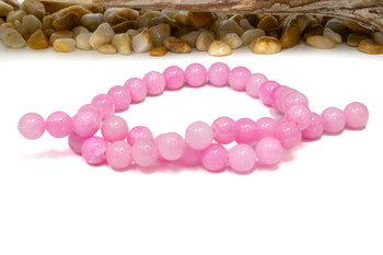 Natural Jade Polished 10mm Round Dyed Cotton Candy
