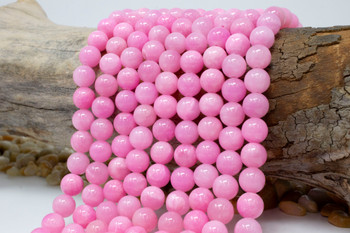 Natural Jade Polished 10mm Round Dyed Cotton Candy
