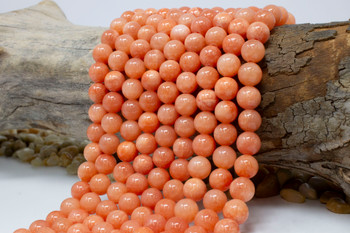Natural Jade Polished 10mm Round Dyed Manderine