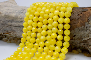 Natural Jade Polished 10mm Round Dyed Lemon