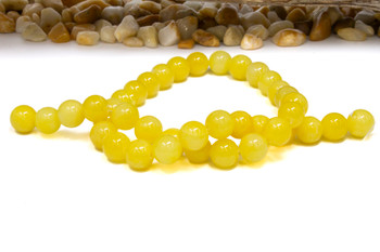 Natural Jade Polished 10mm Round Dyed Lemon