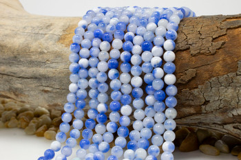 Natural Jade Polished 6mm Round White & Blue