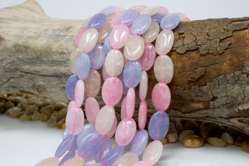 Natural Jade Polished 13x19mm Pastel Mix Oval