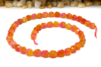 Natural Jade Polished 7-8mm Dyed Coral Yellow Star-Cut