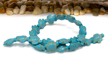 Magnesite Polished Turquoise 14x17mm Turtle
