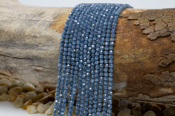 Zircon CZ Crystal AA Grade Polished Denim Blue 3mm Faceted Round