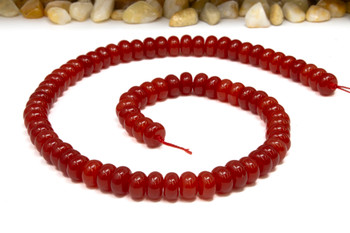 Jade Polished 5x8mm Smooth Rondelle - Dyed Bright Terracotta