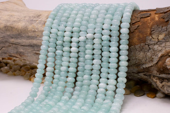 Jade Polished 5x8mm Smooth Rondelle - Dyed Aqua Mix