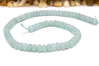 Jade Polished 5x8mm Smooth Rondelle - Dyed Aqua Mix