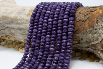 Jade Polished 5x8mm Smooth Rondelle - Dyed Medium Violet