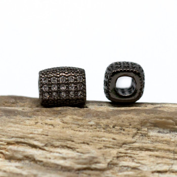Gunmetal Plated Micro Pave 6x7mm Cuboid Bead