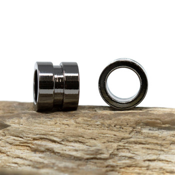 Gunmetal Stainless Steel 10x8mm Grooved Bead