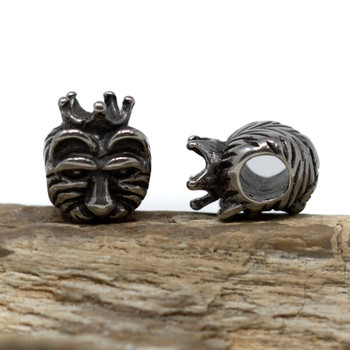 Stainless Steel 9x22mm Tiger with Crown Bead