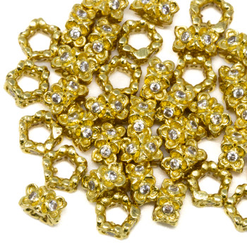 18kt Gold Plated Micro Pave 4mm Flower Spacer Bead