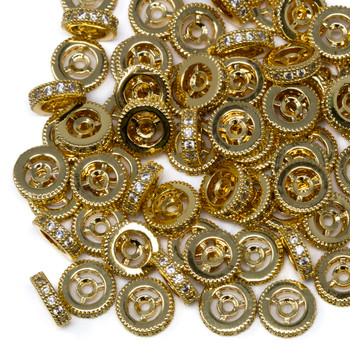 Gold Plated Micro Pave 7.5x2mm Spacer Bead