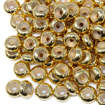Gold Plated 8x4mm Silicone Suction Bead - 2mm Hole