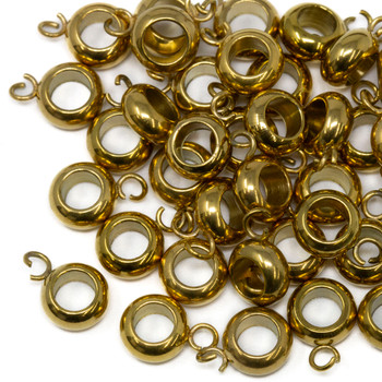 Gold Plated Stainless Steel 4.5mm Hole - Tube with Bail