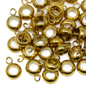 Gold Plated Stainless Steel 4.6mm Hole - Tube with Bail