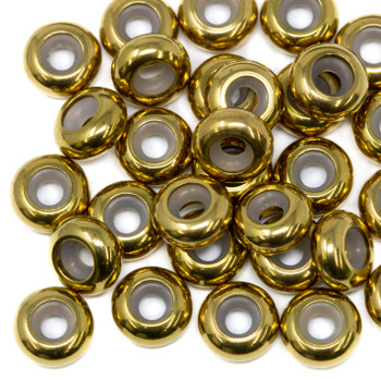 Gold Plated  Stainless Steel 9mm Silicone Suction Bead - 3mm Hole