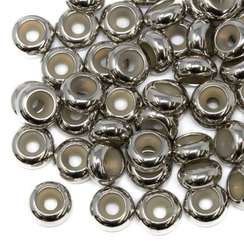 Silver Plated 7mm Silicone Suction Bead - 2mm Hole