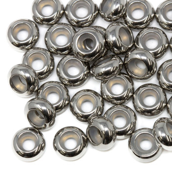 Silver Plated  Stainless Steel 9mm Silicone Suction Bead - 3mm Hole
