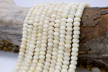 Jade Polished 5x8mm Faceted Rondelle - Dyed Cream